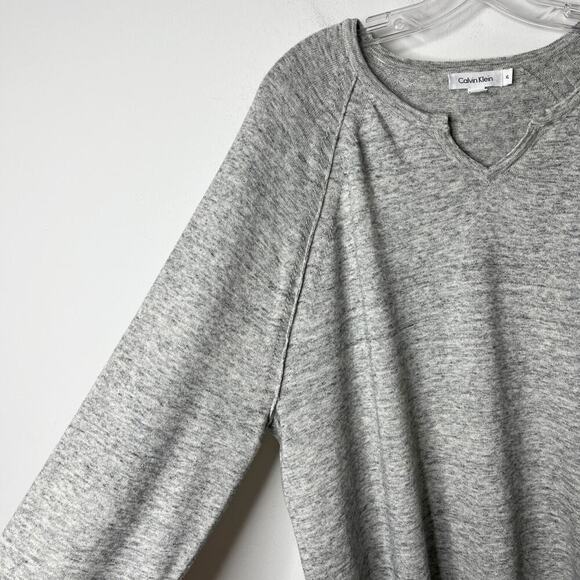 Calvin Klein Women's Sweater XL Heather Gray Notched Neck Raglan Long Sleeve - Picture 5 of 9